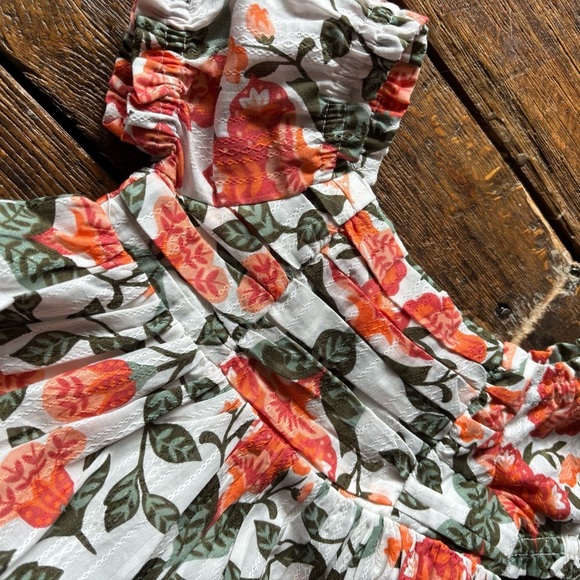 haute hippy Toddler Girls Cotton Cap Sleeve Sun Dress Ruched Bodice Tiered Skirt - Picture 8 of 9